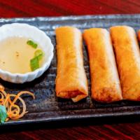 Vegetarian Egg Rolls (4) · Crispy egg rolls filled with cabbage, carrots, and onions. Served with our house sweet and s...