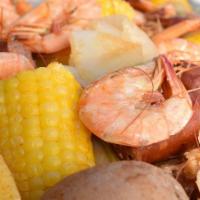 Boiled Shrimp · With boiled potatoes & corn on the cob.