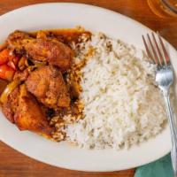 Brown Stew Chicken · Flavorful stew of chicken seasoned with a homemade blend of Chef Barbara's secret ingredient...