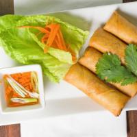 4 Piece Thai Egg Rolls · Crispy pork-filled deep fried spring rolls. Served with lettuce, cilantro and signature swee...
