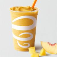 Poppin' Peach Mango (9 Oz.) · Fresh peach, mango, banana, and mango juice.