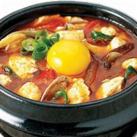 Sn04. Soontofu Chige · Mild. Spicy soft tofu soup with seafood.