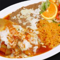 Chile Relleno · Roasted pepper stuffed with pepper jack cheese, dipped in egg batter, fried, and served with...