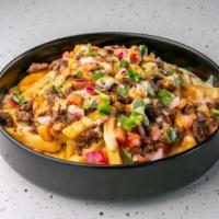 Catedral Loaded Fries · Fries smothered in three cheese blend, topped with pico and jalapeño crema. Add carne asada,...