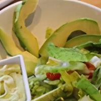 Avocado · Fresh romaine lettuce, tossed with avocado and grape tomatoes in a creamy avocado dressing a...