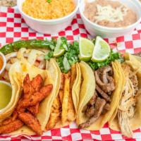 3-Taco Plate · Served with rice and beans.