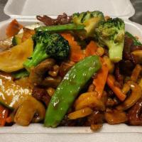 Mixed Veggies W/ House Brown Sauce · choice of protein with mixed vegetables tossed in our homemade brown sauce