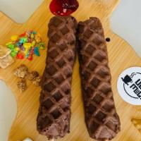 Chocolate Explosion · Double chocolate waffle with choice of toppings.