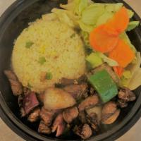 Shaken Beef · Ribeye Beef Sautee with onion, bell pepper. Serve with Rice/Fried Rice