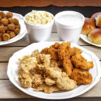 #20 Family Meal · 20 Express Tenders served with 1 family side and 6 biscuits or 6 rolls. Includes a 16oz gravy
