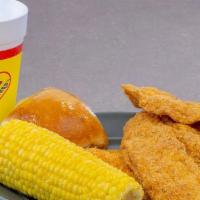 3 Fillets Combo · Served with 1 regular side, a 32oz. drink and a choice of Hushpuppies, Biscuit or Roll.