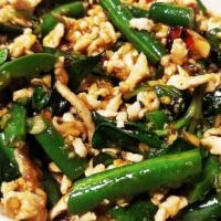 Shocking Green Bean · Your choice of meat stir-fried w/ green beans & mixed soy sauce & garlic.