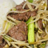 Stir-Fried Bean Sprout · Stir-fried bean sprout w/ your choice of meat, green onion w/ light soy sauce.