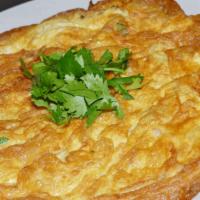 Kai Jeaw · Wok-fried, Thai omelet (3 eggs) w/ your choice of protein, chopped green onion & mixed soy s...