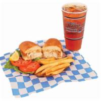 Combo Meal 4   · Fish sandwich, served with one side and large tea.