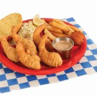 Stuffed Shrimp Plate · Served with two sides, bread, and hush puppies.