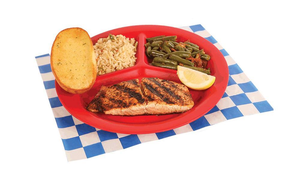 Grilled Salmon Plate · Served with two sides & bread.