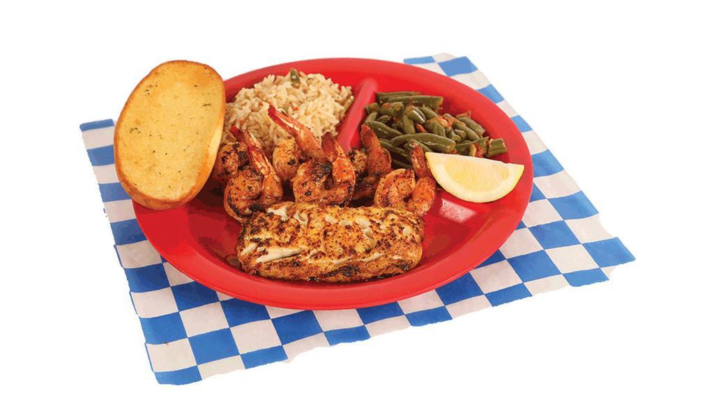 Grilled Cod & Shrimp Plate · Includes 1 cod fillet & 6 shrimp.