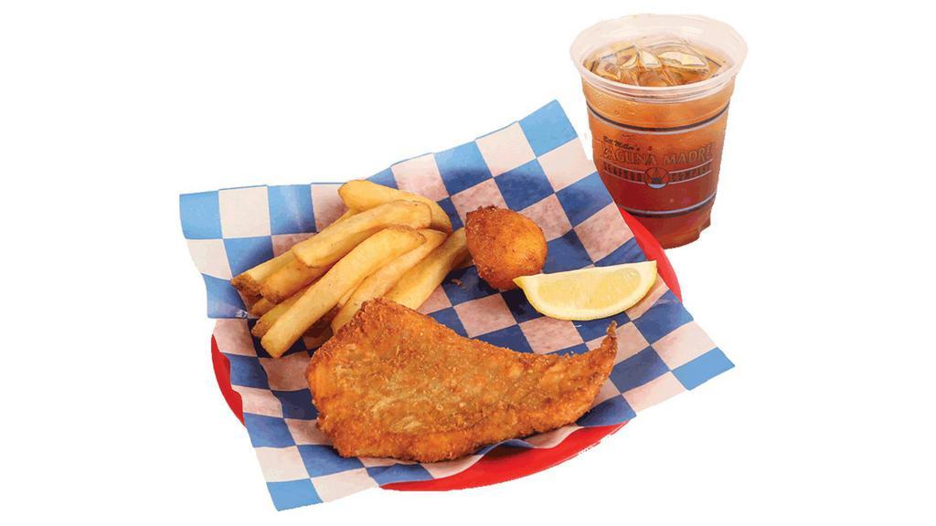 Kids' Half Fried Cod With Fries & Hush Puppies · 