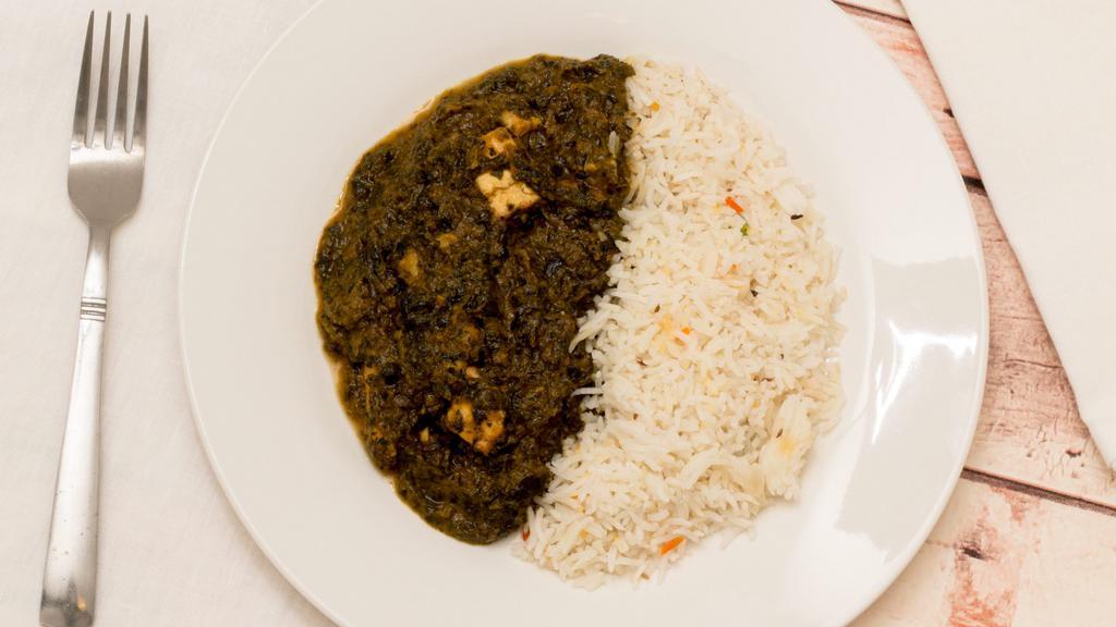 Paneer Saag · Cottage cheese cooked with spinach and spices.