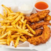 Chicken Fingers Basket  · 3 pieces of chicken tenders served with a side of fries.