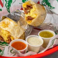 Great Gordo · A gigantic flour tortilla stuffed with scrambled eggs, potatoes, cheese, and your choice of ...