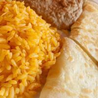 Cheese Kids-A-Dilla · Kids size Cheese Quesadilla Served with a side of rice and beans