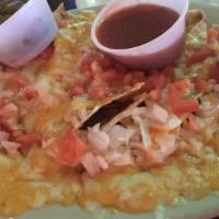 Cheese Nachos · Fresh tortilla chips with our special blend of cheeses topped with onions, tomatoes and jala...