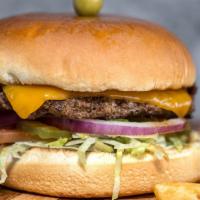 Cheeseburger · Served with 1/3 lb. Beef, Lettuce, Tomato, Pickles, Cheese and Onion