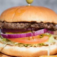 Burger · Served with 1/3 lb. Beef, Lettuce, Tomato, Onion and Pickles.