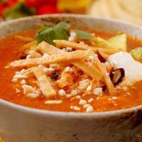 Tortilla Soup · Chicken broth with mushrooms, squash, carrots, tomatoes, onions, jack cheese. Served with ri...