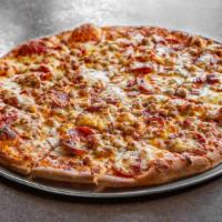 Meat & Cheese Deluxe Small · Meet and cheese Pizza, peeperoni sausage beef canadian bacon cheddar and mozzarella