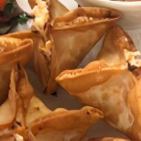 Crab Rangoon · Crispy wonton with real crab meat white onion, carrot, celery and cream chess serve with swe...