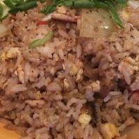 Thai Fried Rice · Choice of Meat with Jasmine rice, egg, broccoli, onion, pea & carrots