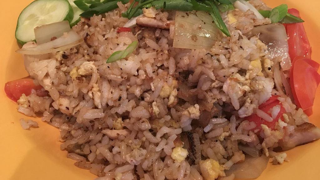 Thai Fried Rice · Choice of Meat with Jasmine rice, egg, broccoli, onion, pea & carrots