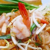 Pad Thai · Choice of Meat thin rice noodles in a tamarind sauce with bean sprouts, scallion and egg gam...