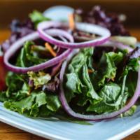 Simple Salad · A side salad of spring greens, red onion, and tomato wedges. Served with choice of dressing.