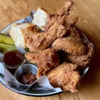 Whole Fried Chicken · The La Lucha classic fried chicken (8 pieces) served with four biscuits, pickles, honey samb...