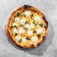 Ny White · By Zoli's NY Pizza. Mozzarella, ricotta, garlic, olive oil, and sesame seed crust. Vegetaria...