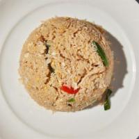 Bangkok Chicken Fried Rice · By Thailicious. Rice with egg, tomato, onion, green onion and chicken. Contains nightshades ...