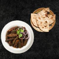 Okra Masala & Chapati (Vegan) · Diced fresh okra, sautéed with onions, garlic and spices till crisp, served with a side of o...