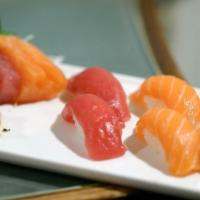 Sushi & Sashimi Special · 2 pieces each of Tuna, Salmon, and Shrimp Sushi, and 2 pieces each of Tuna, Salmon & White f...