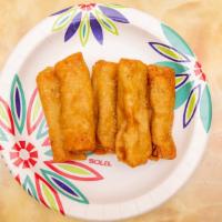 Egg Roll · Deep fried rolled up with cabbage, carrots, celery, and chicken.