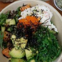 Regular Poke Bowl · Select (2) fish options, add mix-ins, flavor and add-ons and toppings. Served with sushi ric...