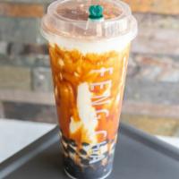 Dirty Boba · A creamy treat filled with brown sugar boba, topped with cheese milk foam and cocoa powder, ...