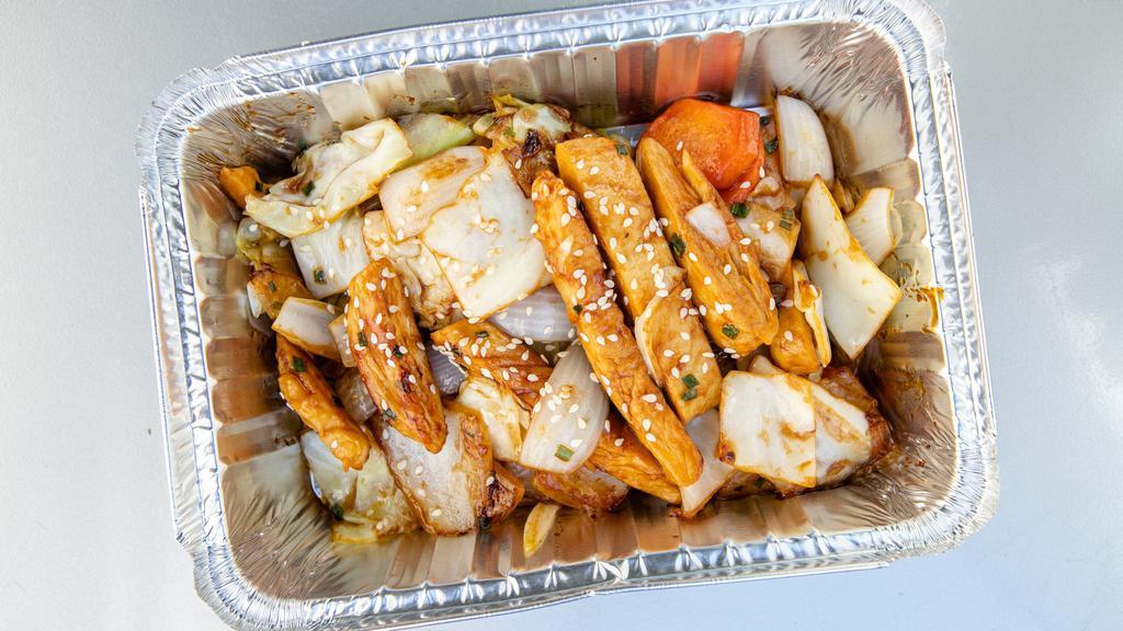 E6 Chicken Teriyaki · Grilled chicken serve with yasai itame sauteed cabbage, carrots, and onions