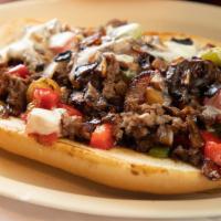 Philly Cheese Steak · Comes with Swiss cheese, grilled bell peppers, mushrooms , onions and half fry.