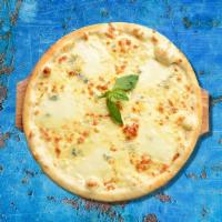 Feast Quattro Pizza · Feta, cheddar, mozzarella and Parmesan cheese. Our sauce contains no additives or preservati...