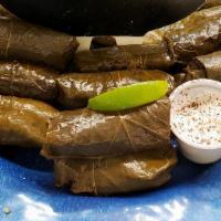 Dolmades · rice wrapped in grape leaves.