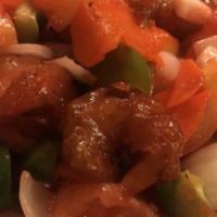 No11. Sweet & Sour Shrimp · Fried large shrimp with onion carrots bell pepper and pineapple.